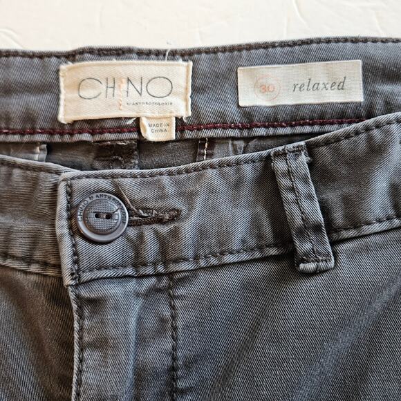 Chino by Anthropologie Gray Relaxed Embroidered Tuxedo Stripe Pants Women's 30 - Picture 9 of 13